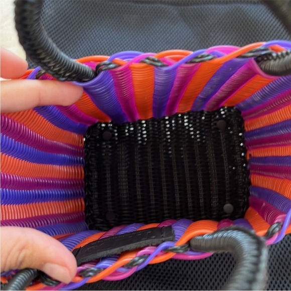 Truss PVC Basketweave Micro Tote Pink Purple Orange Rolled Handles Sustainable - Picture 4 of 6